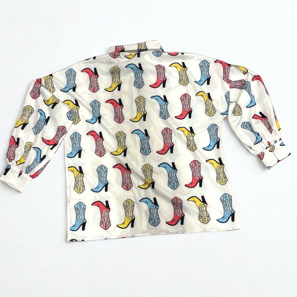 Nylon Apparel Womens Button Down Long Sleeve Sz. S Oversized Western Cowboy Boot - Picture 6 of 9